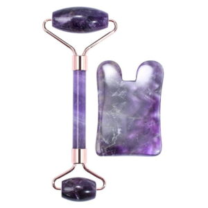 Amethyst Face Roller and Concave Gua Sha Stone Set