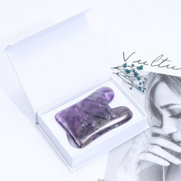 Amethyst Face Roller and Concave Gua Sha Stone Set - Image 3