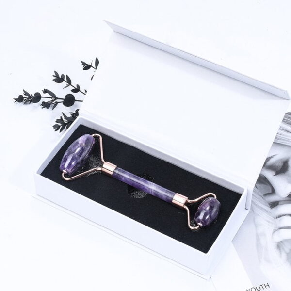 Amethyst Face Roller and Concave Gua Sha Stone Set - Image 4