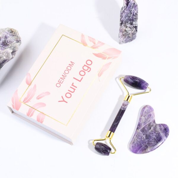 Amethyst Face Roller and Finger Gua Sha Stone Set - Image 5