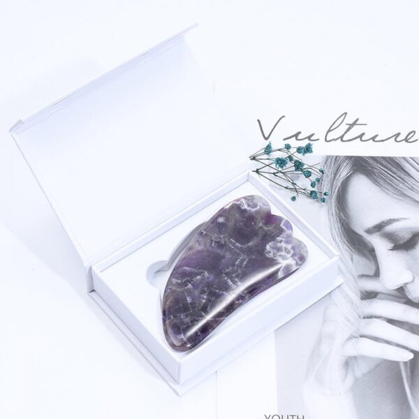 Natural Amethyst Face Roller and Horn Gua Sha Stone Set - Image 4