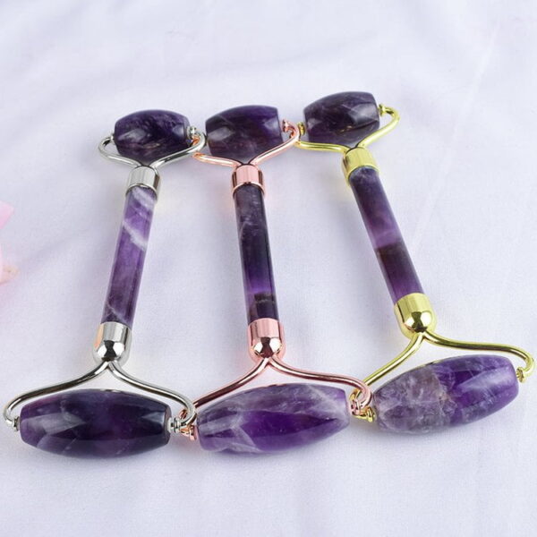Double Head Amethyst Massage Roller With Butterfly Frame - Image 3