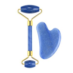 Blue Aventurine Jade Roller and Gua Sha Set for Face Massage