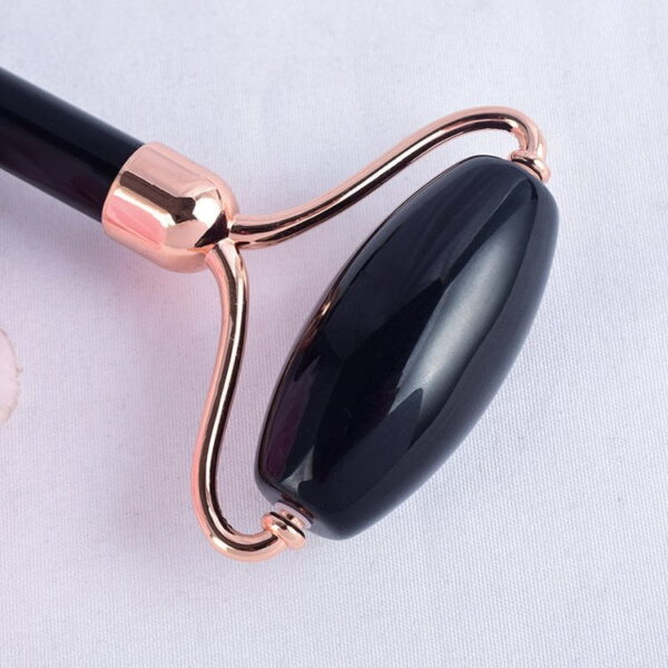 Double Head Black Obsidian Facial Massage Roller With Butterfly Frame - Image 5