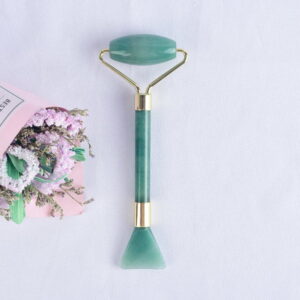 Double Head Green Aventurine Multifunctional Mask Brush Massage Face Roller