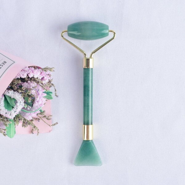 Double Head Green Aventurine Multifunctional Mask Brush Massage Face Roller