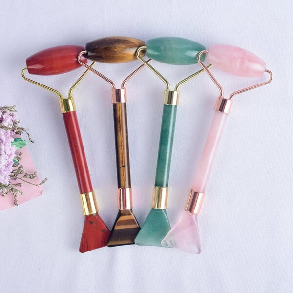Double Head Green Aventurine Multifunctional Mask Brush Massage Face Roller - Image 4