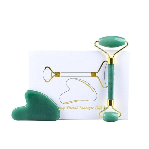 Natural Green Aventurine Roller Gua sha Massage Set - Image 2