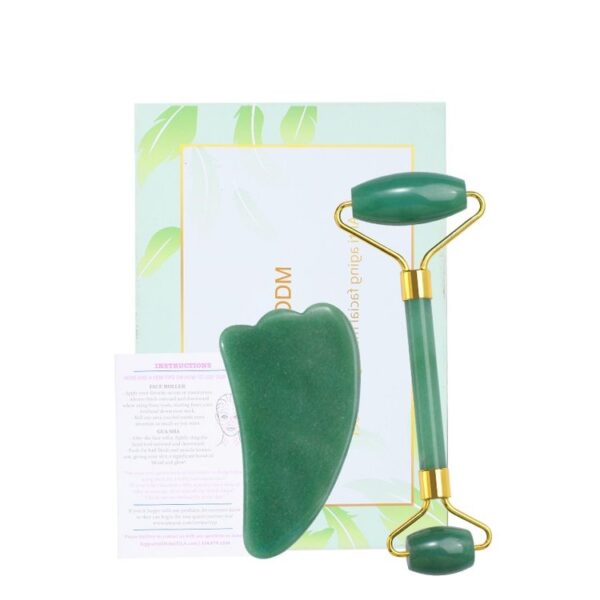 Natural Green Aventurine Roller and Horn Gua sha Massage Set - Image 2