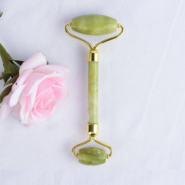 Double Head Green Jade Facial Massage Roller With Butterfly Frame
