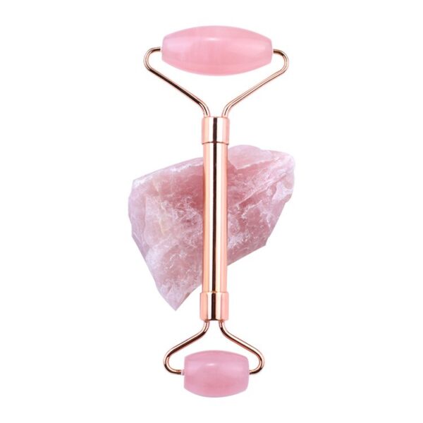 Metal Pole Rose Quartz Jade Roller