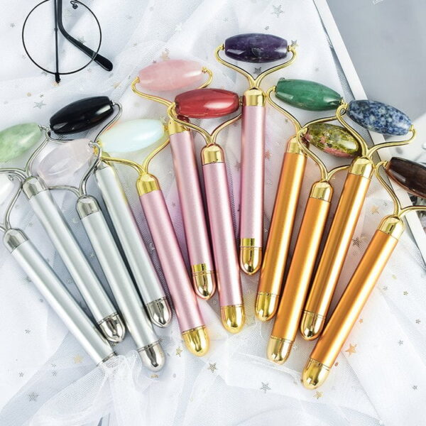 Rose Quartz Electric Jade Roller Facial Massager