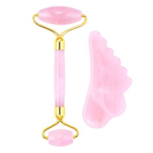 Rose Quartz Face Roller and Wing Shaped Gua Sha Stone