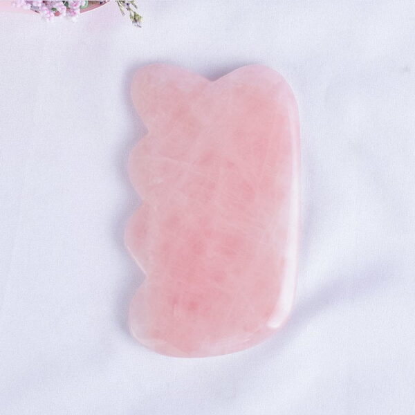 Big Wave Shape Rose Quartz Gua Sha Massage Tool - Image 3