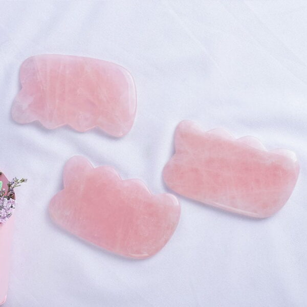 Big Wave Shape Rose Quartz Gua Sha Massage Tool - Image 2