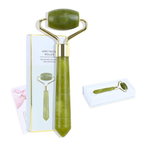 Natural Single Ended Green Jade Face Massage Roller for Wrinkle Removal