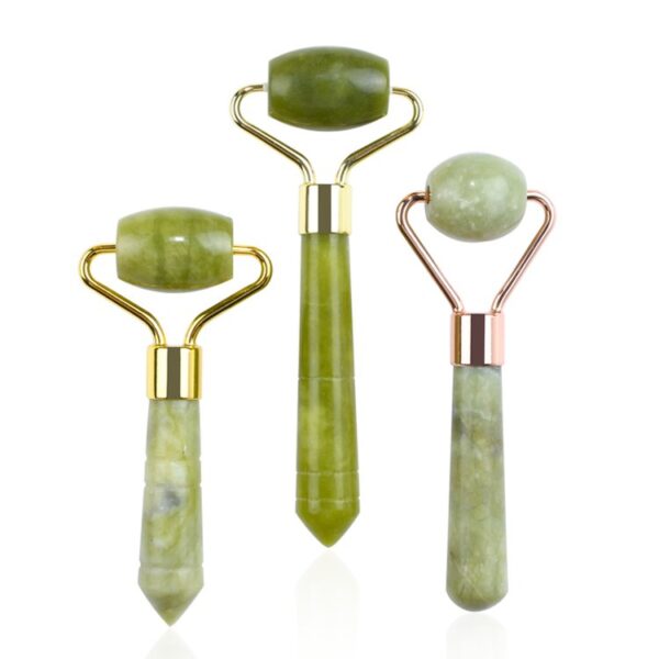 Natural Single Ended Green Jade Face Massage Roller for Wrinkle Removal - Image 4