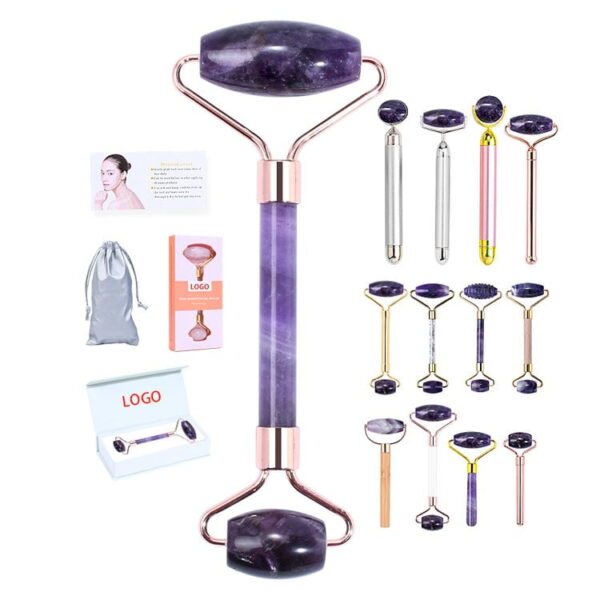 Single Ended Natural Amethyst Face Roller Electric Jade Roller - Image 3