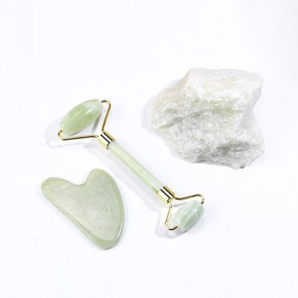 Genuine Stone Xiuyan Crystal Jade Roller Gua Sha Set - Image 4