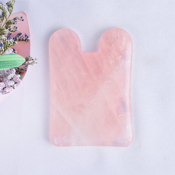 Concave Shape Rose Quartz Gua Sha Massage Tool - Image 2