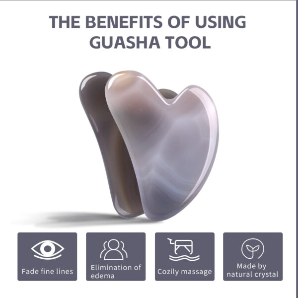Natural Grey Agate Finger Shaped Gua Sha Stone - Image 4