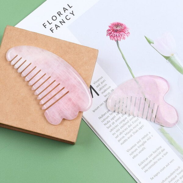 rose quartz gua sha comb