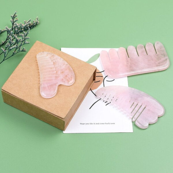 rose quartz gua sha comb