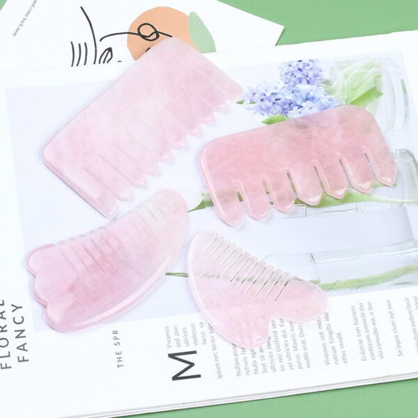 rose quartz gua sha comb