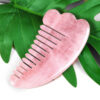 Horn Shaped Real Rose Quartz Gua Sha with Teeth - Image 3