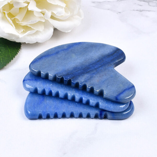 Heart Shaped Natural Blue Aventurine Gua Sha With Teeth Massage Scraping Tool - Image 4