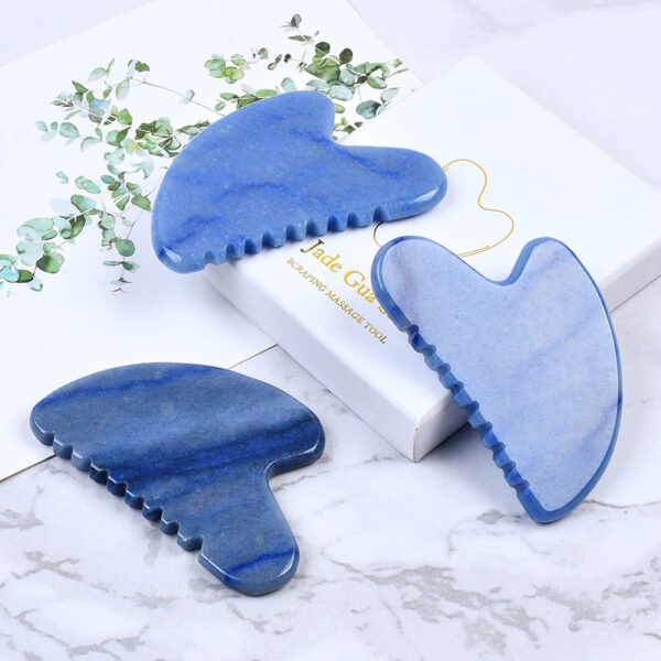 Heart Shaped Natural Blue Aventurine Gua Sha With Teeth Massage Scraping Tool - Image 3