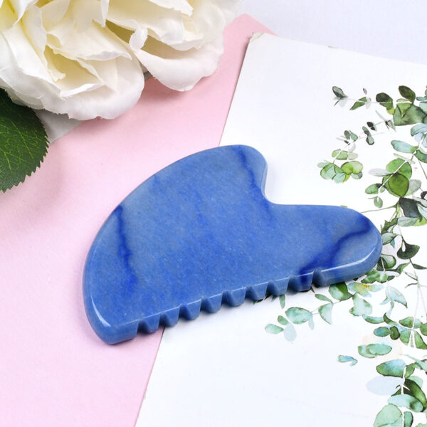 Heart Shaped Natural Blue Aventurine Gua Sha With Teeth Massage Scraping Tool - Image 2