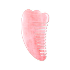 Horn Shaped Real Rose Quartz Gua Sha with Teeth