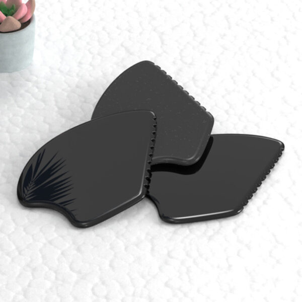 Black obsidian gua sha comb stone massage tool - Image 3
